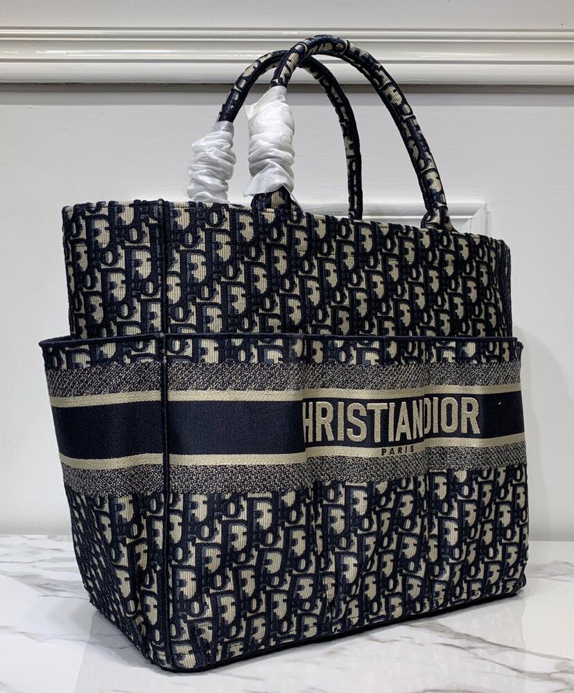 Christian Dior Katrina Canvas Handbags Dark Blue